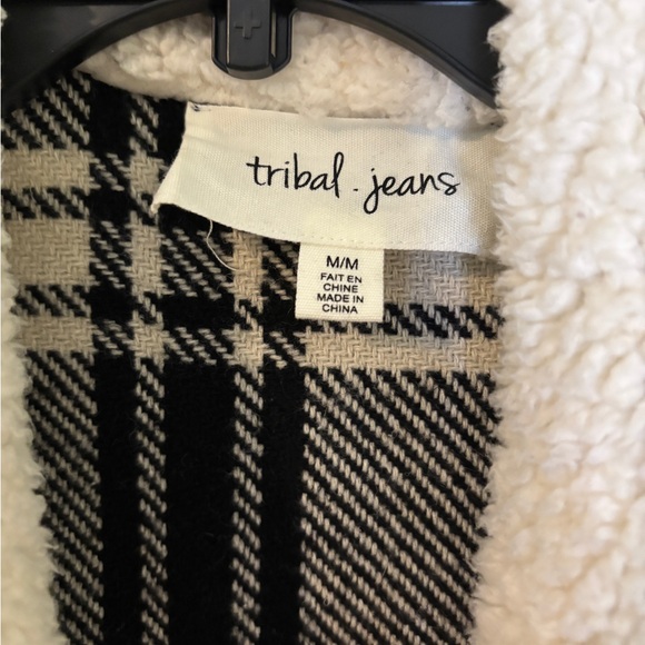 Tribal Jeans Sweater Jacket Size M Black and White Plaid Jacket - Picture 8 of 9